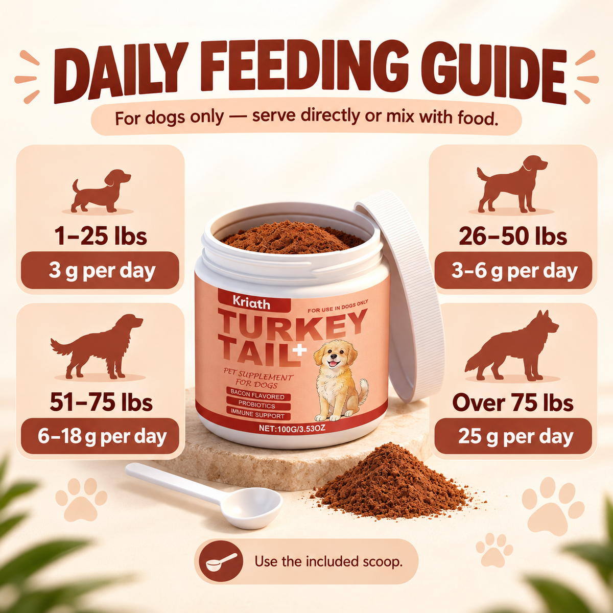 Kriath Turkey Tail Mushroom Powder for Dogs