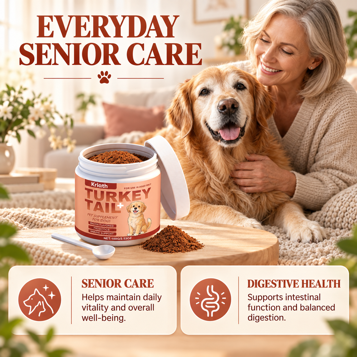 Kriath Turkey Tail Mushroom Powder for Dogs