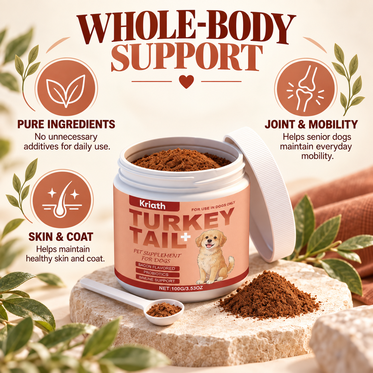 Kriath Turkey Tail Mushroom Powder for Dogs